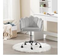WOLTU Chaise Bureau Pivotante en Velours, Fauteuil Coiffeuse avec Dossier en Pétale, Hauteur Réglable, Gris Clair W0ATT0398