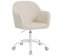 WOLTU Chaise Bureau Velours, Chaise Coiffeuse, Beige | Fauteuil Pivotant Ergonomique, Siège Rembourré, Réglable en Hauteur, pour Bureau, Chambre