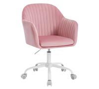 WOLTU Chaise Bureau Velours, Chaise Coiffeuse, Fauteuil Pivotant Ergonomique, Siège Rembourré, Réglable en Hauteur, pour Bureau, Chambre, Rose