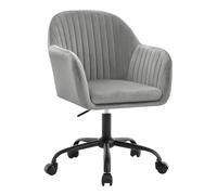 WOLTU Chaise Bureau Velours, Chaise Coiffeuse, Gris Clair | Fauteuil Pivotant Ergonomique, Siège Rembourré, Réglable en Hauteur, pour Bureau, Chambre