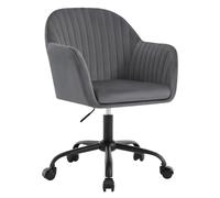 WOLTU Chaise Bureau Velours, Chaise Coiffeuse, Gris Foncé | Fauteuil Pivotant Ergonomique, Siège Rembourré, Réglable en Hauteur, pour Bureau, Chambre