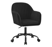 WOLTU Chaise Bureau Velours, Chaise Coiffeuse, Noir | Fauteuil Pivotant Ergonomique, Siège Rembourré, Réglable en Hauteur, pour Bureau, Chambre