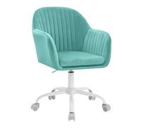 WOLTU Chaise Bureau Velours, Chaise Coiffeuse, Turquoise | Fauteuil Pivotant Ergonomique, Siège Rembourré, Réglable en Hauteur, pour Bureau, Chambre