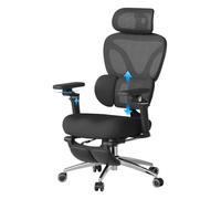 WOLTU Chaise de Bureau en Maille, Siège Réglable en Profondeur, Fauteuil de Bureau Ergonomique, Appui-Tête 3D et Accoudoirs 6D, Soutien Lombaire Dynamique, Noir