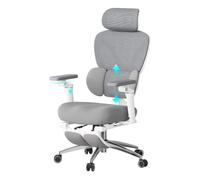 WOLTU Chaise de Bureau en Maille, Siège Réglable en Profondeur, Gris+Blanc