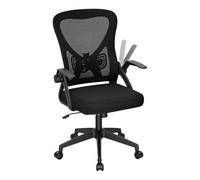 WOLTU Chaise de Bureau Ergonomique, Chaise Pivotante à roulettes, Noir | avec Soutien Lombaire et Dossier Inclinable en Tissu Maille, Siège Réglable et Accoudoirs Rabattables, pour Bureau, Studio