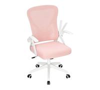 WOLTU Chaise de Bureau Ergonomique, Chaise Pivotante à roulettes, Rose | avec Soutien Lombaire et Dossier Inclinable en Tissu Maille, Siège Réglable et Accoudoirs Rabattables, pour Bureau, Studio