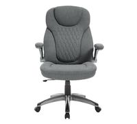 WOLTU Chaise de Bureau Ergonomique, Fauteuil de Direction avec Fonction de Basculement et Reversible Armrest, Convient aux Bureaux et aux Salles de Réunion, Lin, Gris