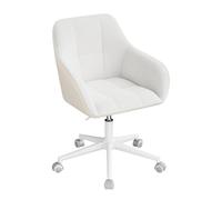 WOLTU Chaise de Bureau, Fauteuil Ergonomique, Bouclette+PU, Crème Beige | Chaise Coiffeuse, Siège Pivotant, Réglable en Hauteur, Capacité 150 kg, Cadre en Acier, pour Bureau, Chambre
