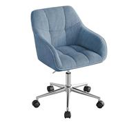 WOLTU Chaise de Bureau, Fauteuil Ergonomique, Velours côtelé, Bleu | Chaise Coiffeuse, Siège Pivotant, Réglable en Hauteur, Capacité 150 kg, Cadre en Acier, pour Bureau, Chambre