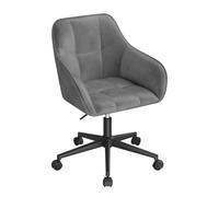 WOLTU Chaise de Bureau, Fauteuil Ergonomique, Velours, Gris Foncé | Chaise Coiffeuse, Siège Pivotant, Réglable en Hauteur, Capacité 150 kg, Cadre en Acier, pour Bureau, Chambre