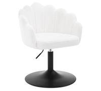 WOLTU Chaise de Coiffeuse, Fauteuil Pivotant en Tissu Bou autauil de Maquillage Réglable en Hauteur, Dossier Pétale, pour Salon, Salle à Manger, Chambre à Coucher, Blanc