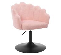 WOLTU Chaise de Coiffeuse, Fauteuil Pivotant en Tissu Bou autauil de Maquillage Réglable en Hauteur, Dossier Pétale, pour Salon, Salle à Manger, Chambre à Coucher, Rose Clair