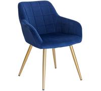 WOLTU Chaise de salle à manger, Chaise de cuisine, Chaise de salon en Velours, Or pieds en métal, Bleu