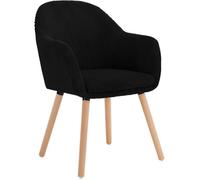 WOLTU Chaise de Salle à Manger, Chaise de Cuisine Ergonomique en Velours Côtelé, Pieds en Bois Massif, Noir W0ATT0209-1