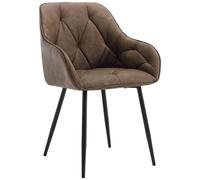 WOLTU Chaise de Salle à Manger, Chaise de Cuisine Rembourrée en Simili Cuir, Pieds en Métal, Marron foncé W0ATT0145-1