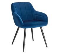 WOLTU Chaise de salle à manger, Chaise de cuisine, Chaise de salon en Velours, Pieds en métal, Bleu