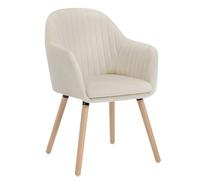 WOLTU Chaise de Salle à Manger en Velours, Chaise Coiffeuse, Fauteuil,Chambre, sur Pieds en Bois Massif, Charge Max. 150 kg, Crème Blanc.
