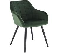 WOLTU Chaise de Salle à Manger,Velours,Vert Foncé | Chaise avec Accoudoir Haut Rembourré, Pieds en Métal, pour Salle à Manger, Salon et Chambre