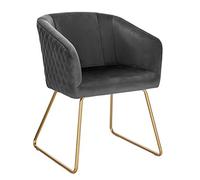 WOLTU Chaise de Salle à Manger, Fauteuil de Salon Scandinave, pour Salle de Séjour, Chambre à Coucher, Cuisine, en Velours Foncé et Métal Doré, BH271dgr-1