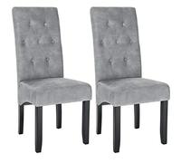 WOLTU Chaise de Salle à Manger Lot de 2, Chaises de Cuisine Rembourrées en Lin avec Pieds en Bois Massif, Gris Clair BH294hgr-2