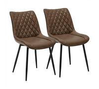 WOLTU Chaise de Salle à Manger Lot de 2, Chaises de Salon Scandinaves, pour Salle de Séjour, Chambre à Coucher, Cuisine, en Similicuir et Métal, Vert Foncé, BH210br-2