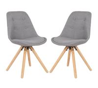 WOLTU Chaise de salle à manger lot de 2,siège en lin,Chaise de cuisine,pied en bois,style nordique,Gris