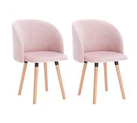 WOLTU Lot de 2 Chaises de salle à manger en velours et bois massif 46x45x84cm Rose