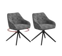 WOLTU Chaise de Salle à Manger Pivotante à 360°, Lot de 2, Gris Graphite | Avec Siège Rembourré, Revêtement en Chenille, Pieds en Métal, pour Cuisine, Salon, Restaurant, Chambre à Couche
