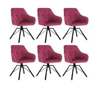 WOLTU Chaise Pivotante à 360°, Lot de 6, Chaise Salle à Manger Scandinave, en Velours, Assise Rembourrée, Pieds en Métal, Bordeaux.