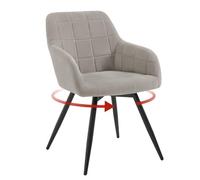 WOLTU Chaise de salle à manger pivotante - Ergonomique et rembourrée en velours avec pieds en métal - Avec dossier et accoudoirs - Pour cuisine, salon, balcon - Gris clair - EZS85hgr-1