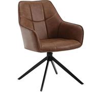WOLTU Chaise de Salle à Manger Pivotantes, Fauteuils Rembourrés en Similicuir Vintage, Pieds en Métal, Marron Clair W0ATT0180-1