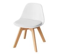 WOLTU Chaise Enfant, avec Dossier, Fauteuil Enfant pour Chambre d'enfants, Siège Rembourré, en PU, Pieds en Bois, Blanc