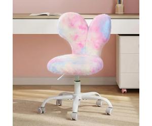 WOLTU Chaise Enfant en Peluche, Chaise à roulettes, Rose Multicolore | avec Dossier en Forme d'oreilles Lapin, Hauteur d'Assise Réglable de 41-50,5 cm, pour Chambre