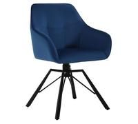 WOLTU Chaise Pivotante à 360°,Chaise Salle à Manger en Velours, Fauteuil Scandinave,Pieds en Métal, Bleu W0ATT0389-1