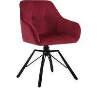 WOLTU Chaise Pivotante à 360°,Chaise Salle à Manger en Velours, Fauteuil Scandinave,Pieds en Métal, Bordeaux W0ATT0391-1