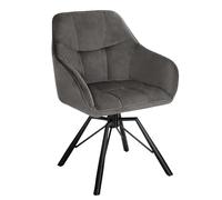 WOLTU Chaise Pivotante à 360°, Chaise Salle à Manger Scandinave, Fauteuil de Cuisine en Velours, Gris Foncé W0ATT0021-1