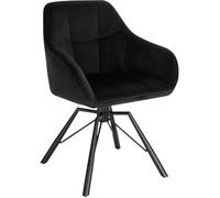 WOLTU Chaise Pivotante à 360°, Chaise Salle à Manger Scandinave, Fauteuil de Cuisine en Velours, Noir W0ATT0020-1