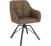 WOLTU Chaise Pivotante à 360°, Chaise Salle à Manger Scandinave, Fauteuil en Faux Cuir Vintage, Marron W0ATT0029-1