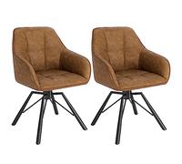 WOLTU Chaise Pivotante à 360°, Lot de 2, Chaise Salle à Manger Scandinave, en Similicuir Vintage, Assise Rembourrée, Pieds en Métal, Marrone Clair.