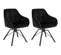 WOLTU Chaise Pivotante à 360°, Lot de 2, Chaise Salle à Manger Scandinave, Fauteuil de Cuisine en Velours, Noir W0ATT0020-2