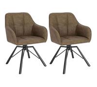 WOLTU Chaise Pivotante à 360°, Lot de 2, Chaise Salle à Manger Scandinave, Fauteuil en Faux Cuir Vintage, Marron W0ATT0029-2