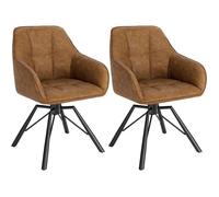 WOLTU Chaise Pivotante à 360°, Lot de 2, Chaise Salle à Manger Scandinave, Fauteuil en Faux Cuir Vintage, Marrone Clair W0ATT0030-2