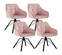 WOLTU Chaise Pivotante à 360°, Lot de 4, Chaise Salle à Manger Scandinave, en Velours, Assise Rembourrée, Pieds en Métal, Rose.