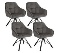 WOLTU Chaise Pivotante à 360°, Lot de 4, Chaise Salle à Manger Scandinave, Fauteuil de Cuisine en Velours, Gris Foncé W0ATT0021-4