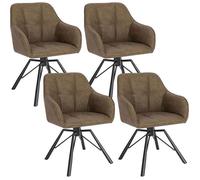 WOLTU Chaise Pivotante à 360°, Lot de 4, Chaise Salle à Manger Scandinave, Fauteuil en Faux Cuir Vintage, Marron W0ATT0029-4