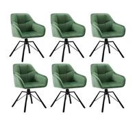 WOLTU Chaise Pivotante à 360°, Lot de 6, Chaise Salle à Manger Scandinave, en Velours, Assise Rembourrée, Pieds en Métal, Vert Foncé.