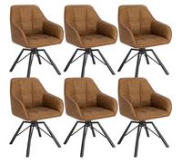 WOLTU Chaise Pivotante à 360°, Lot de 6, Chaise Salle à Manger Scandinave, Fauteuil en Faux Cuir Vintage, Marrone Clair W0ATT0030-6