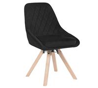WOLTU Chaise Pivotante de Salle à Manger, Chaise de Cuisine Scandinave, Siège Rembourré, Pieds en Bois Massif, en Velours, Noir, BH359sz-1