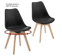 WOLTU Chaise Pivotante Salle à Manger, Lot de 2,Noir
